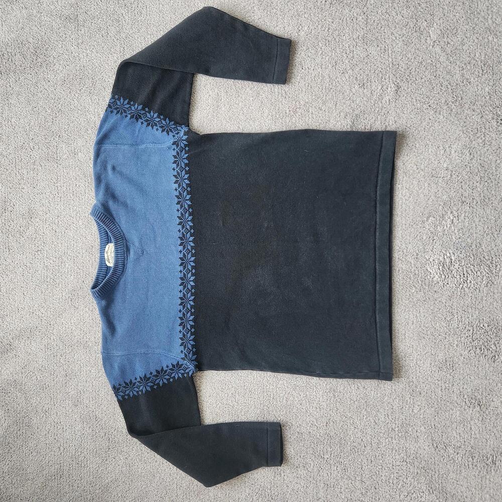 Vintage Eddie Bauer Blue & Black Fair Isle Knit Sweater | Y2K Cozy Cottagecore